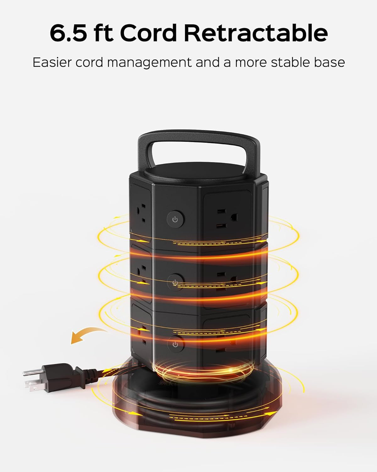 "Ultimate Power Strip Tower Surge Protector - 12 Outlets & 6 USB Ports, 1625W 13A, 6.5Ft Heavy Duty Extension Cord - Perfect for Home, Office & Dorm!"