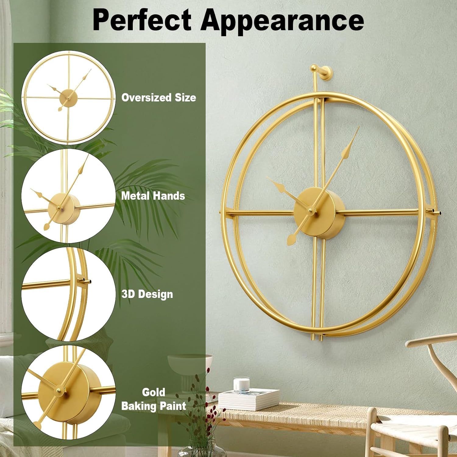 ✨ Elevate Your Space with Our Stunning Gold Wall Clock! 🕒 Perfect for Living Rooms, Bedrooms, and More! 🏡 Minimalist Design, Non-Ticking, Battery Operated! #HomeDecor #WallClock #Minimalism