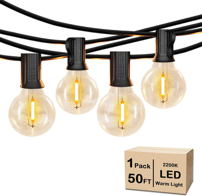 "50FT Shatterproof LED G40 Globe String Lights - Dimmable Edison Bulbs for Outdoor Patio, Backyard, Party & Wedding - Waterproof Bistro Lights with 50+2 Bulbs!"