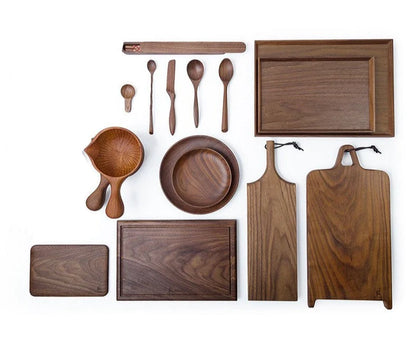 "Elegant Nordic Black Walnut Kitchen Utensils - Imported Quality for Your Culinary Creations!"