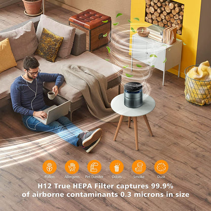 "Ultimate HEPA Air Purifier for Home & Bedroom - 4-Stage Filtration for Smoke & Allergens (Stylish Gray)"