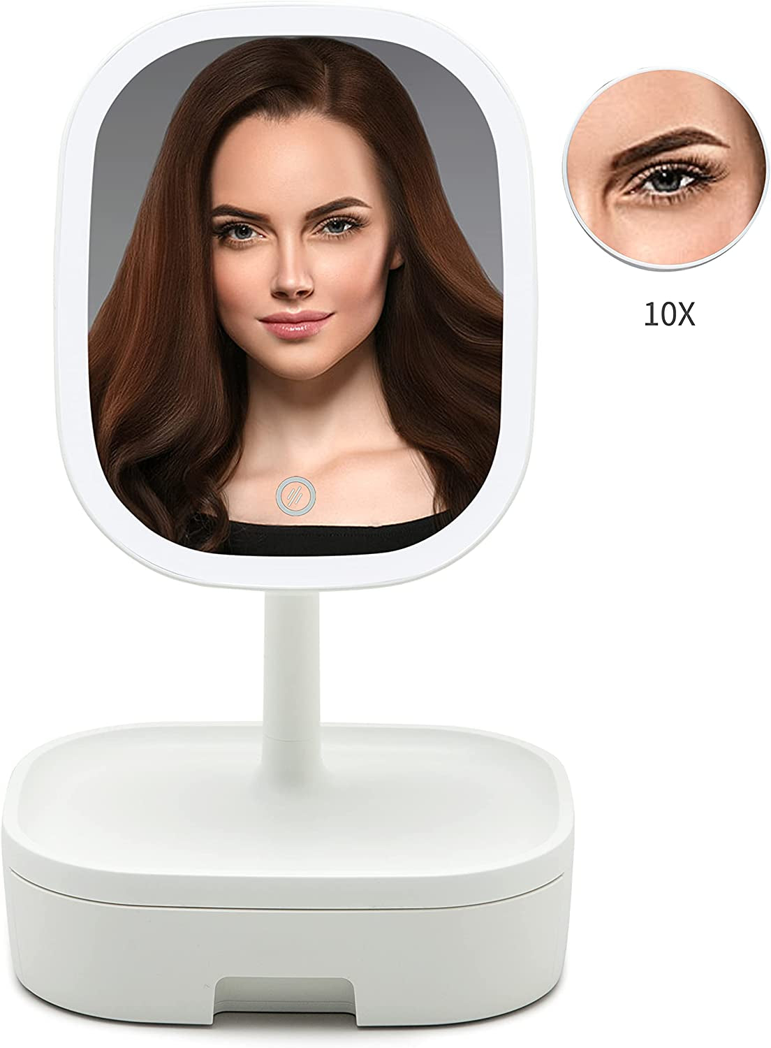 "Illuminate Your Beauty: Portable Lighted Makeup Mirror with 10X Magnification - Perfect for Home & Travel!"