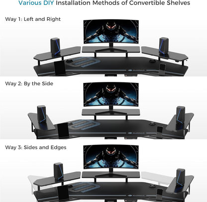 "Ultimate 72" Gaming & Music Studio Desk - Electric Adjustable Height with LED Shelves & Keyboard Tray for Live Streaming & Recording!"