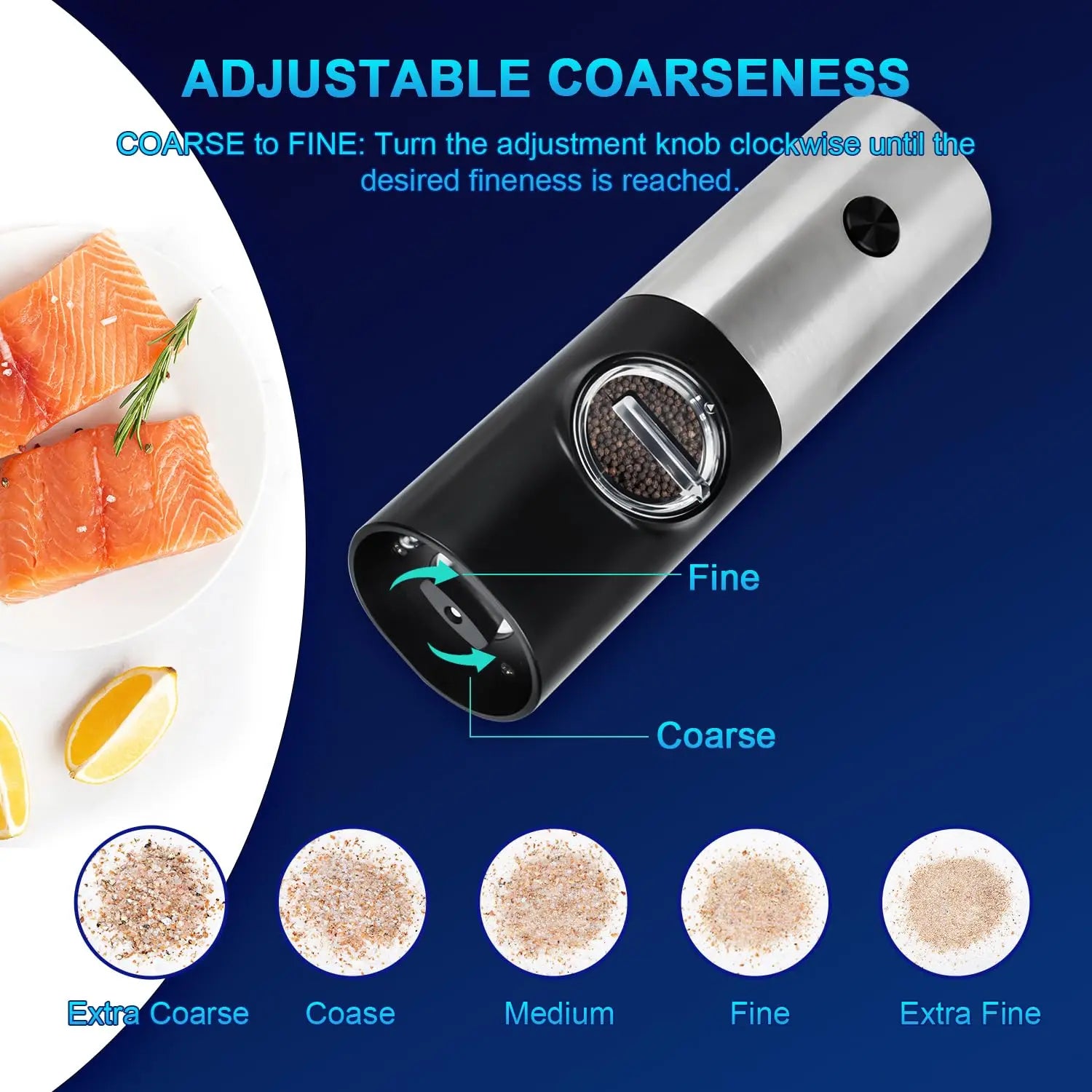 "Premium Electric Salt and Pepper Grinder Set - Automatic Mills with Adjustable Coarseness & LED Light for Effortless Seasoning!"