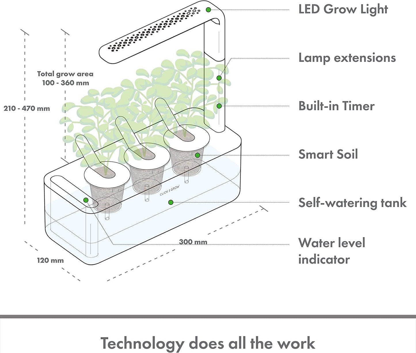 "Smart Click & Grow Indoor Herb Garden Kit with Grow Light - Effortless Vegetable Gardening for Your Kitchen Windowsill (Includes 3 Basil Pods) - Beige"