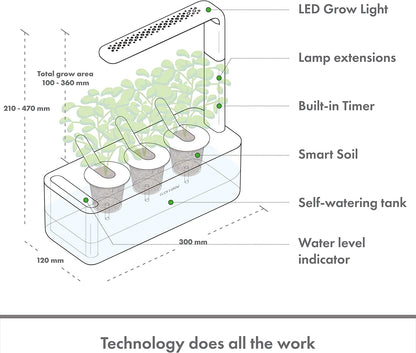 "Smart Click & Grow Indoor Herb Garden Kit with Grow Light - Effortless Vegetable Gardening for Your Kitchen Windowsill (Includes 3 Basil Pods) - Beige"