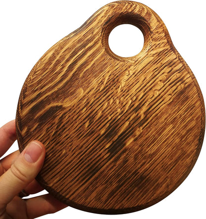 "Charming 7" Mini Oak Wood Cutting Board & Wooden Trivet - Perfect Small Round Serving Board - Model CU-6"