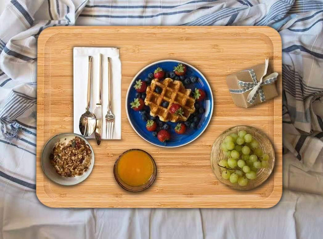 "Elegant 2-Pack Bamboo Serving Trays - 16x12x1 Inches for Tea, Fruit, and Snacks!"