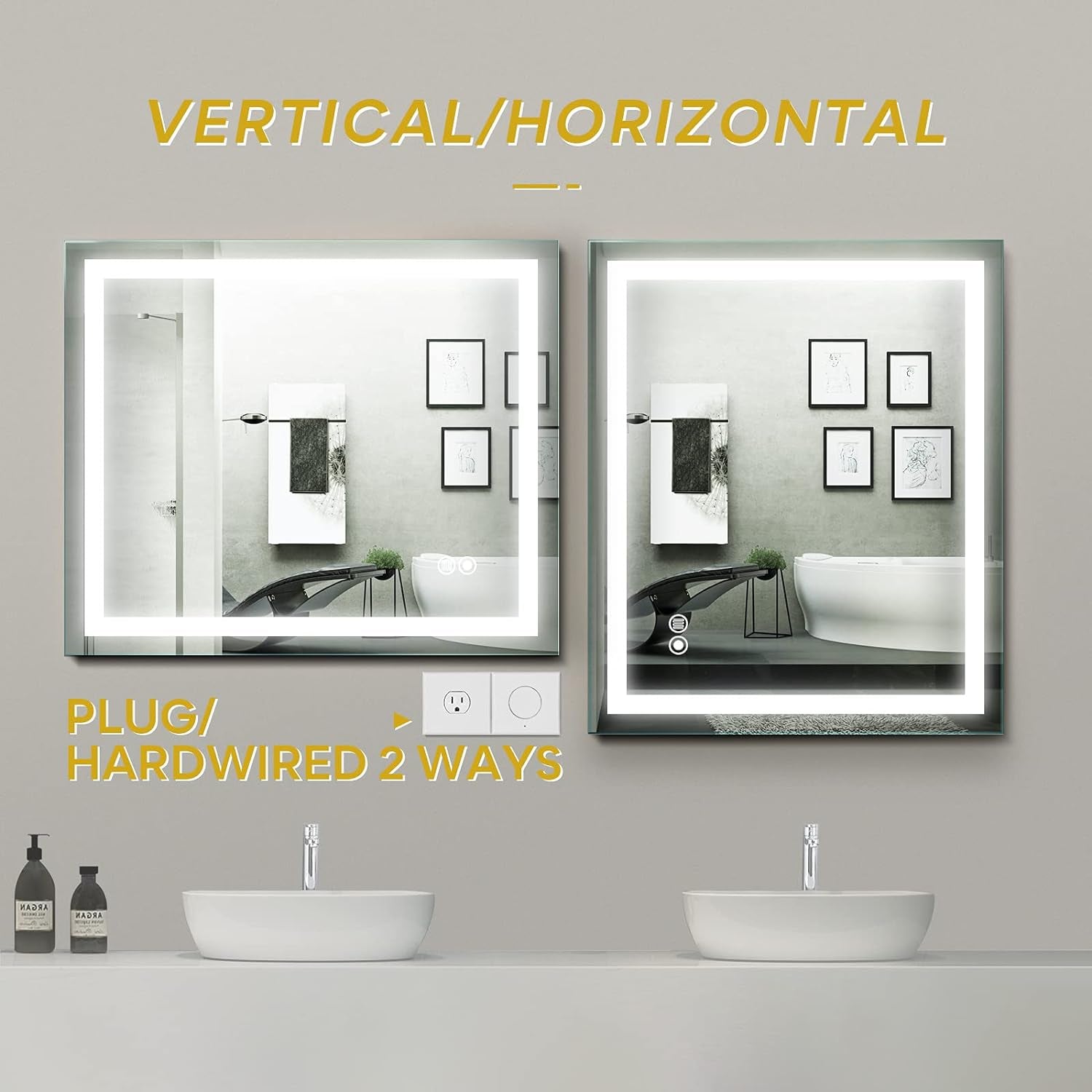 "32x24 Inch Dimmable LED Bathroom Mirror with Anti-Fog & Memory Function - Stylish Lighted Vanity Mirror for a Modern Touch!"