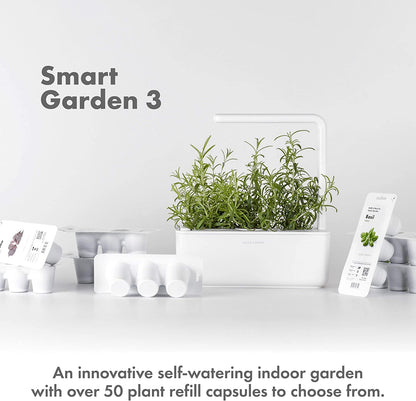 "Smart Click & Grow Indoor Herb Garden Kit with Grow Light - Effortless Vegetable Gardening for Your Kitchen Windowsill (Includes 3 Basil Pods) - Beige"