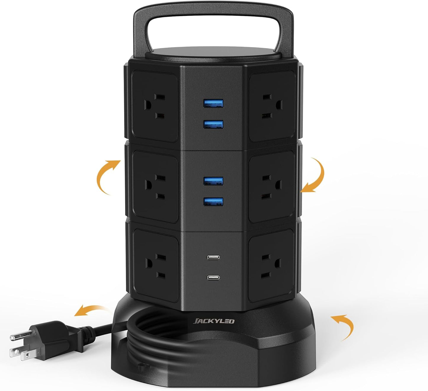 "Ultimate Power Strip Tower Surge Protector - 12 Outlets & 6 USB Ports, 1625W 13A, 6.5Ft Heavy Duty Extension Cord - Perfect for Home, Office & Dorm!"