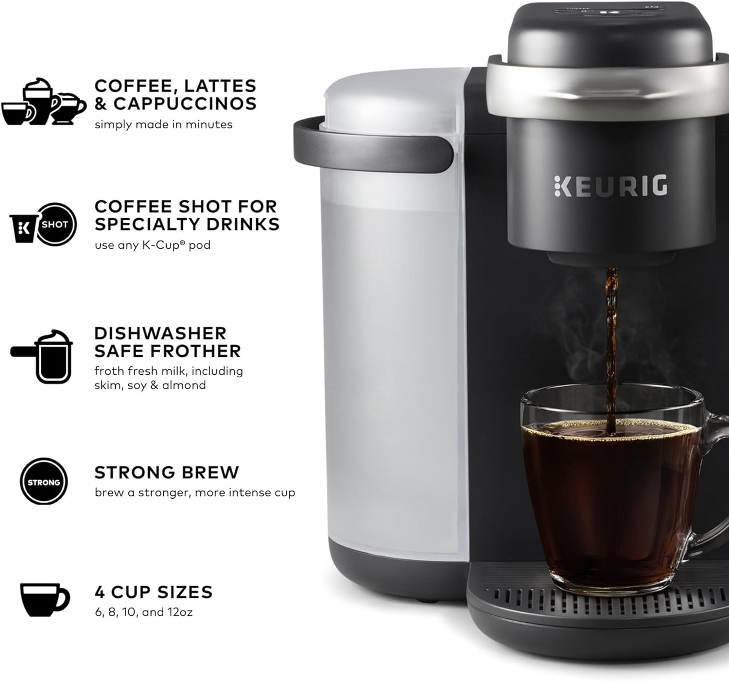 "Ultimate K-Cafe K-Duo Coffee Maker: Brew Coffee, Lattes & Cappuccinos with 32 K-Cup Pods - Dark Charcoal"