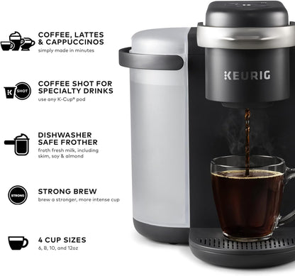 "Ultimate K-Cafe K-Duo Coffee Maker: Brew Coffee, Lattes & Cappuccinos with 32 K-Cup Pods - Dark Charcoal"