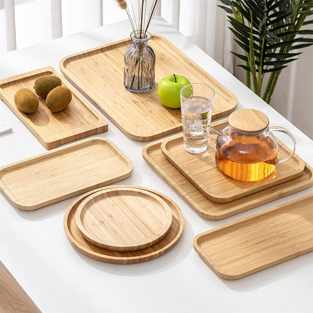 "Elegant 2-Pack Bamboo Serving Trays - 16x12x1 Inches for Tea, Fruit, and Snacks!"