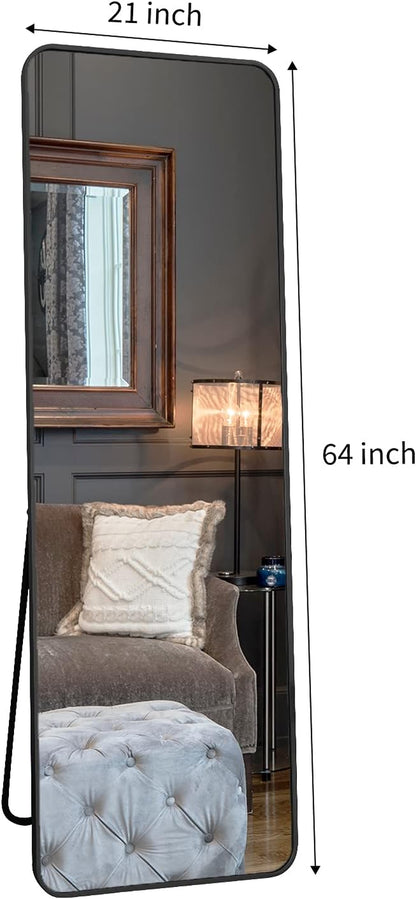 "Stunning 21"x64" Extra Large Gold Full Length Mirror - Versatile Hanging or Leaning Design with Sleek Aluminum Alloy Frame for Bedroom & Dressing"