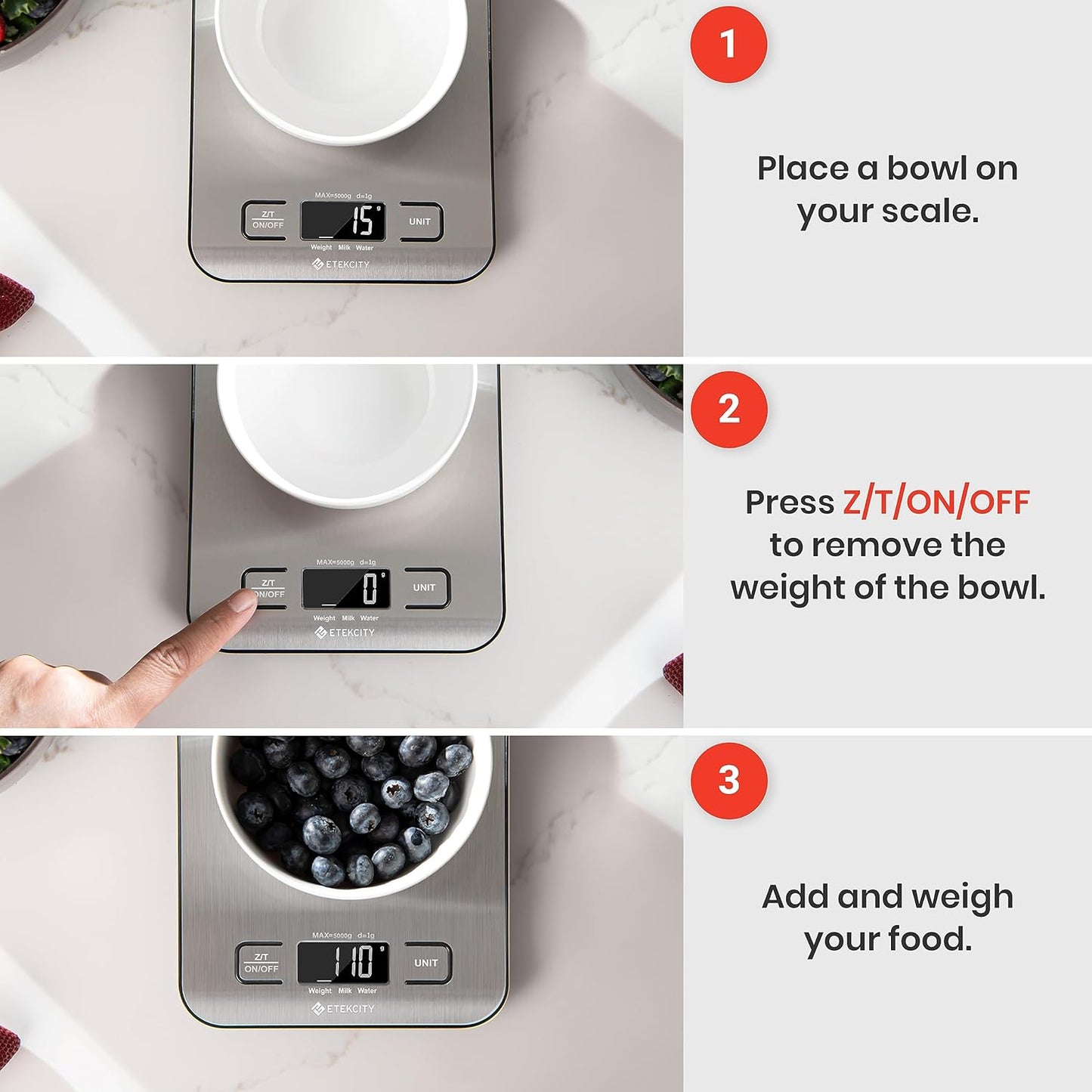 "Precision Digital Kitchen Scale - Perfect for Weight Loss, Baking, Cooking & Meal Prep - Sleek 304 Stainless Steel Design with LCD Display"