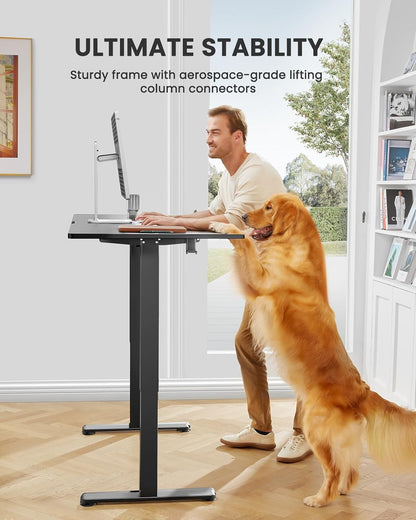 "Transform Your Workspace: Height Adjustable Electric Standing Desk - 48x24 Inches Sit-Stand Home Office Desk (Sleek Black)"