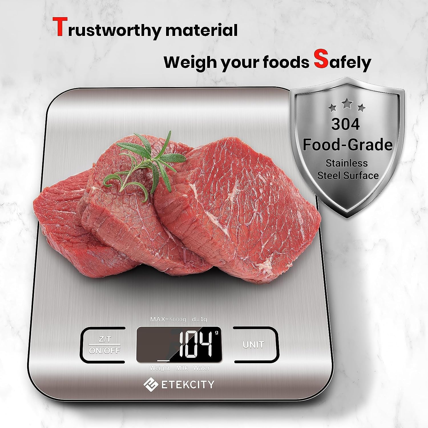 "Precision Digital Kitchen Scale - Perfect for Weight Loss, Baking, Cooking & Meal Prep - Sleek 304 Stainless Steel Design with LCD Display"