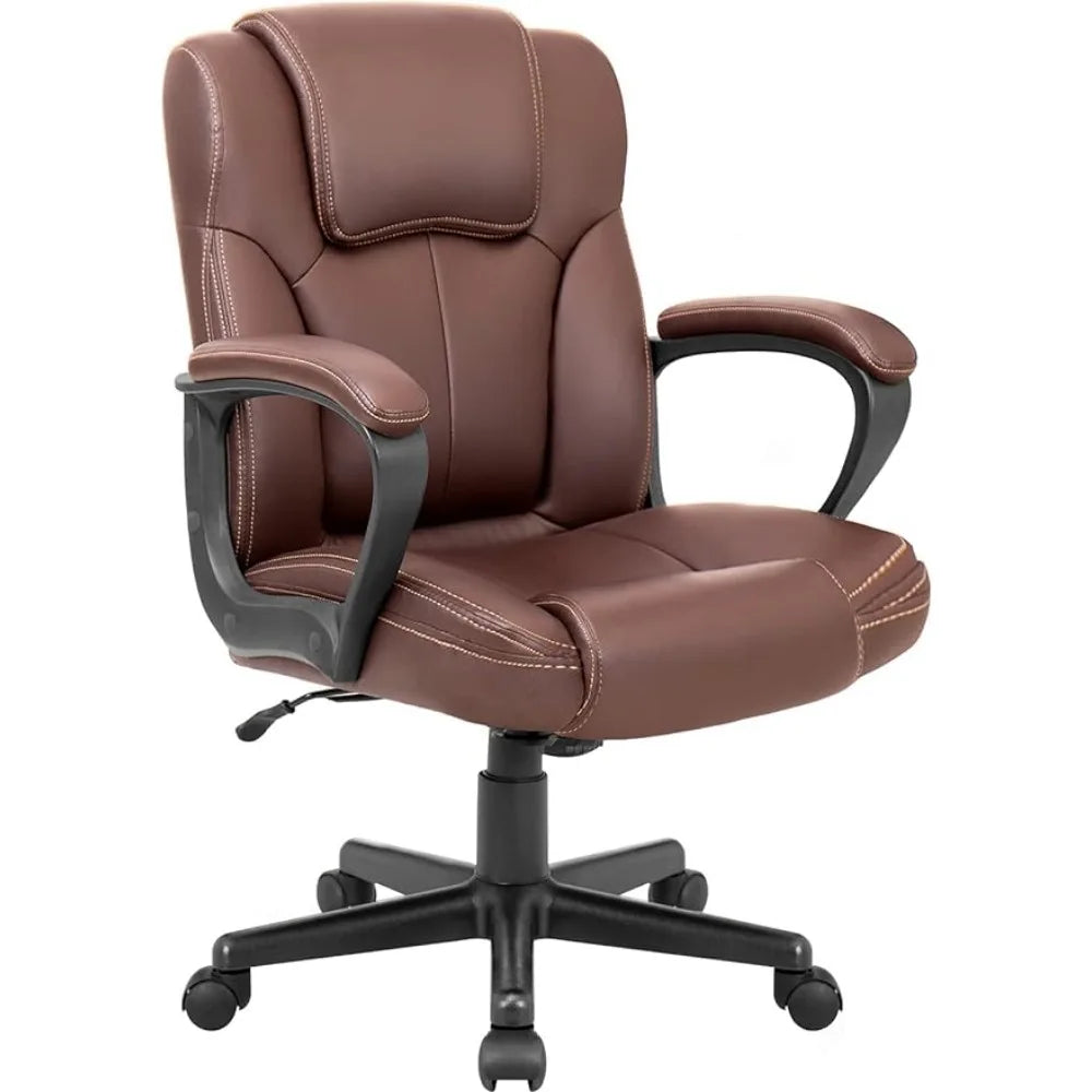 "Luxurious Brown PU Leather Recliner Chair with Waist Support - Ideal for Living Room, Office & Desk - Enjoy Free Shipping!"