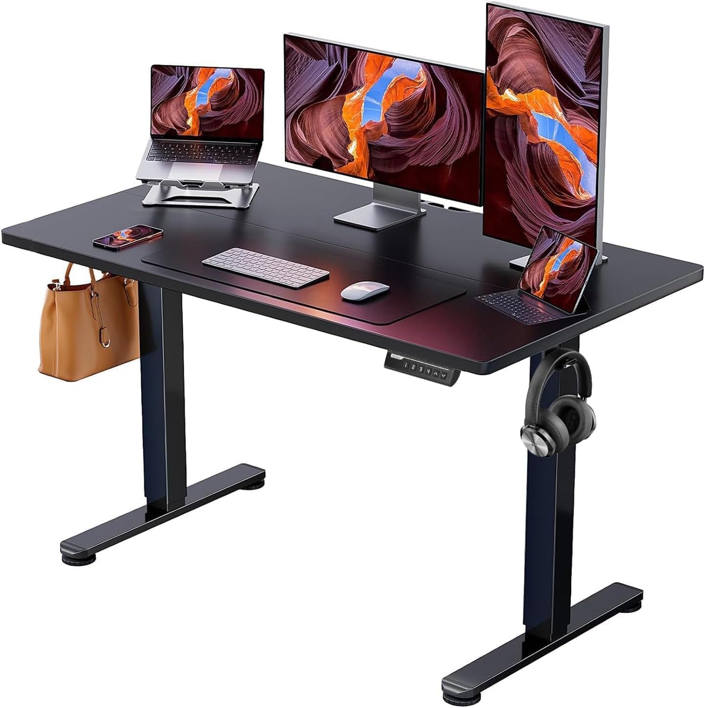 "Transform Your Workspace: Height Adjustable Electric Standing Desk - 48x24 Inches Sit-Stand Home Office Desk (Sleek Black)"