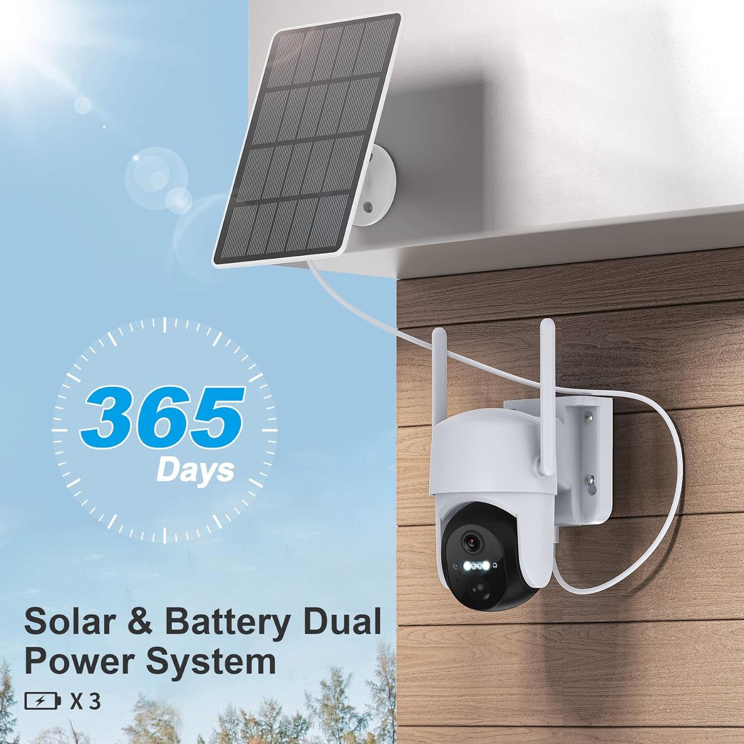 "Ultimate Solar Security Camera: Wireless Outdoor Surveillance with Smart App, Color Night Vision, 360° PTZ, AI Detection & 2-Way Talk - IP65 Waterproof & Solar Powered!"