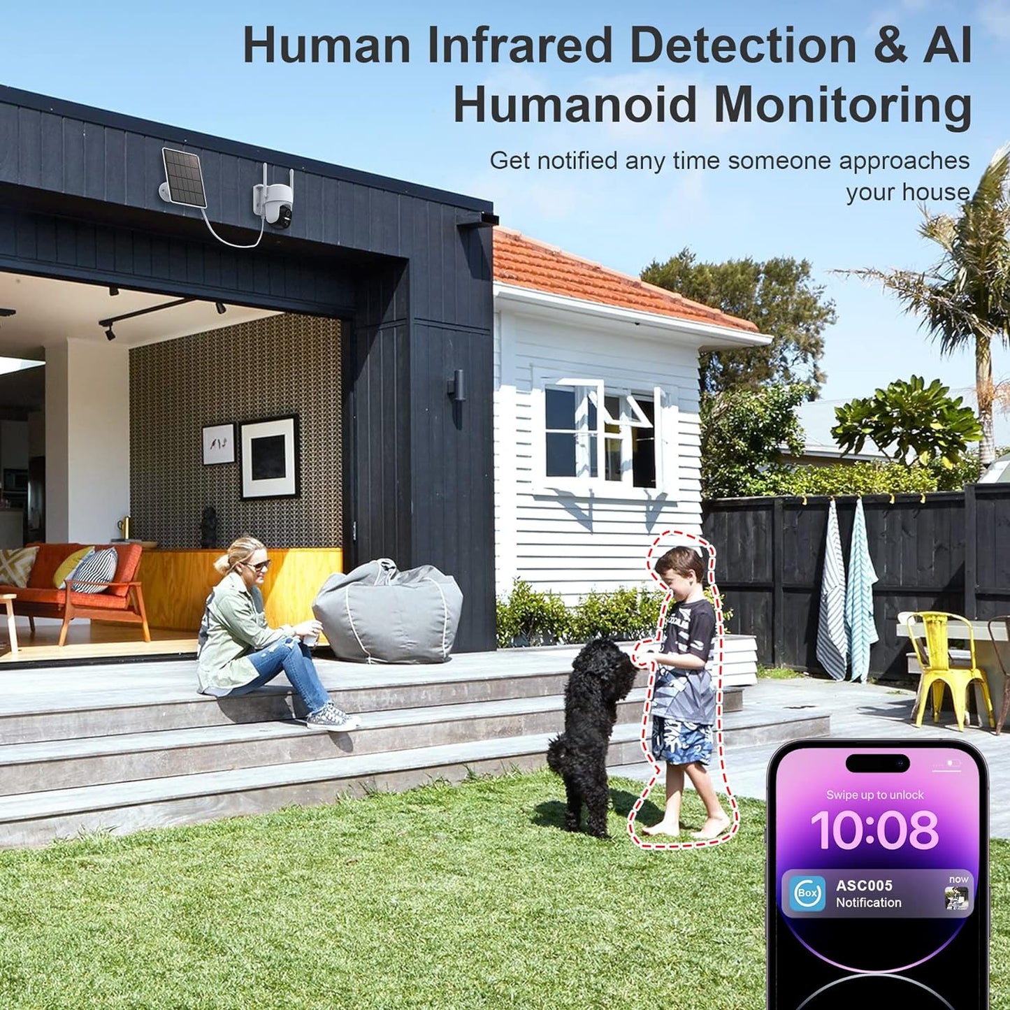 "Ultimate Solar Security Camera: Wireless Outdoor Surveillance with Smart App, Color Night Vision, 360° PTZ, AI Detection & 2-Way Talk - IP65 Waterproof & Solar Powered!"