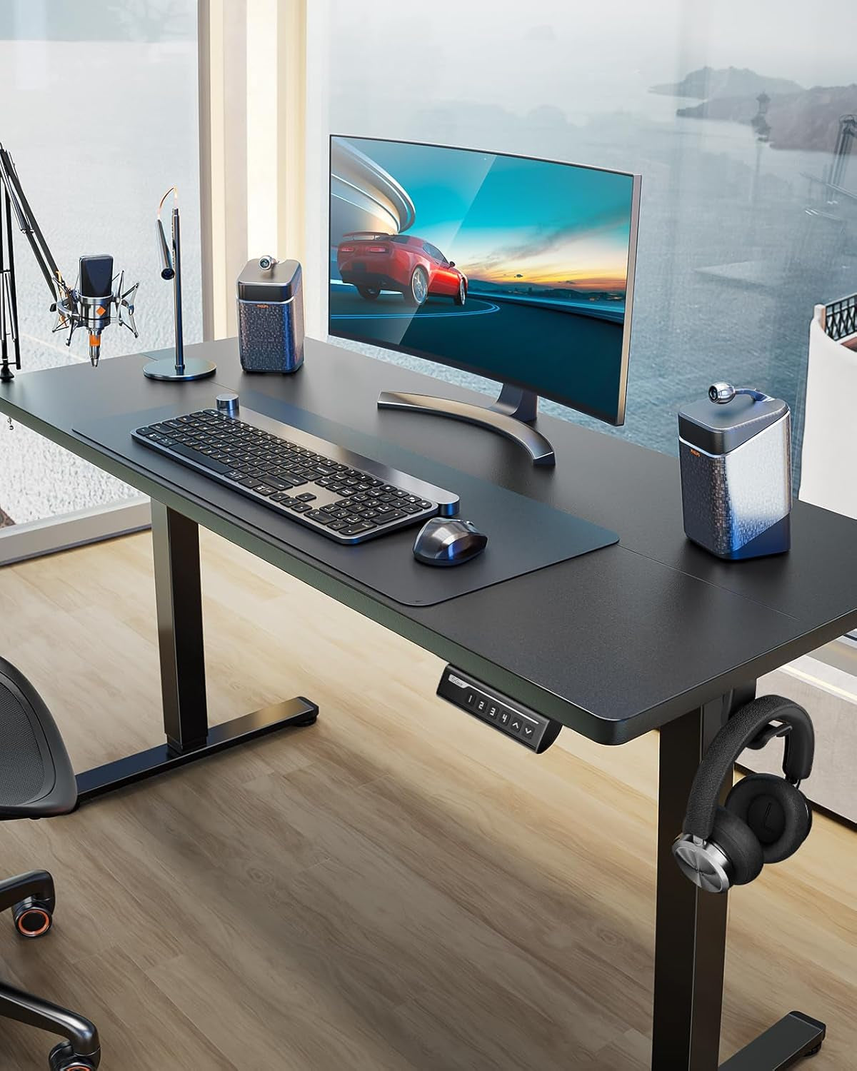 "Transform Your Workspace: Height Adjustable Electric Standing Desk - 48x24 Inches Sit-Stand Home Office Desk (Sleek Black)"