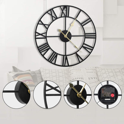 🕒 Elevate Your Space with Our 16" Black Metal Wall Clock! 🖤✨ Featuring 3D Roman Numerals and Silent Movement, it's the perfect decor for your kitchen, living room, or farmhouse! #HomeDecor #WallClock #InteriorDesign