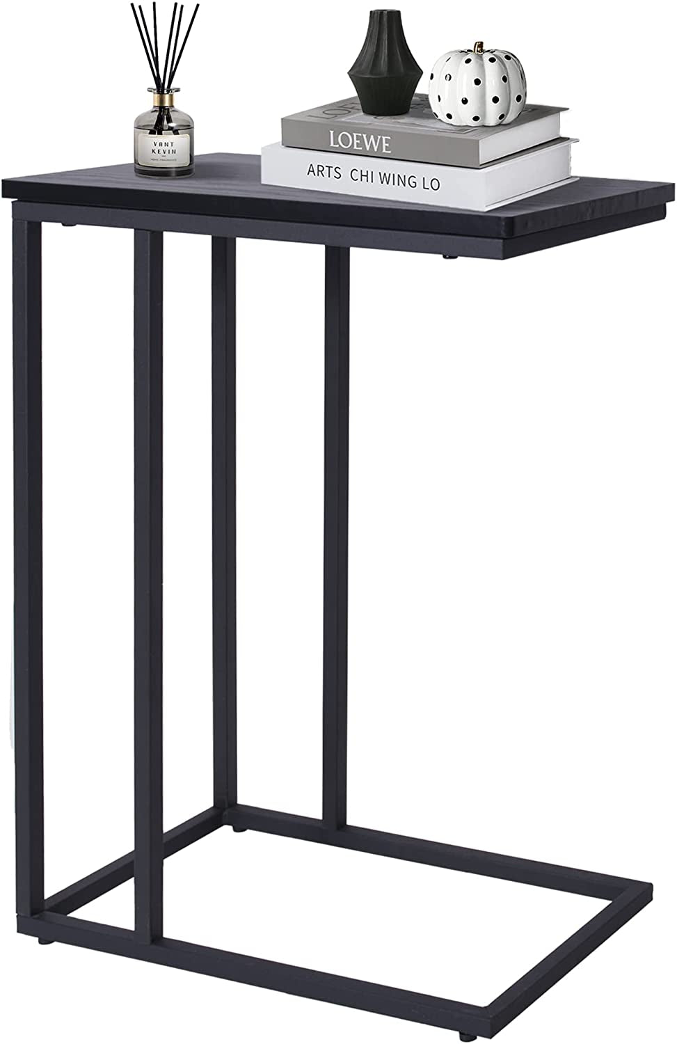 "Stylish Industrial Side Table - Vintage Black End Table with Sturdy Metal Frame for Living Room & Bedroom - Perfect for Small Spaces, Easy Assembly!"