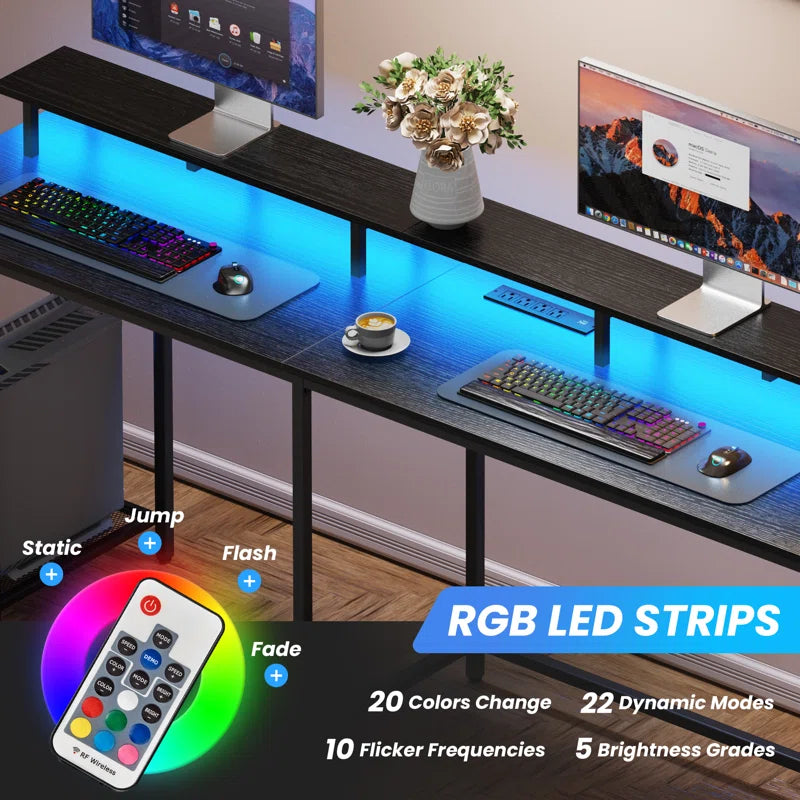 "Kamai 54" L-Shaped LED Desk - Stylish White Corner Computer & Gaming Desk for Ultimate Productivity"