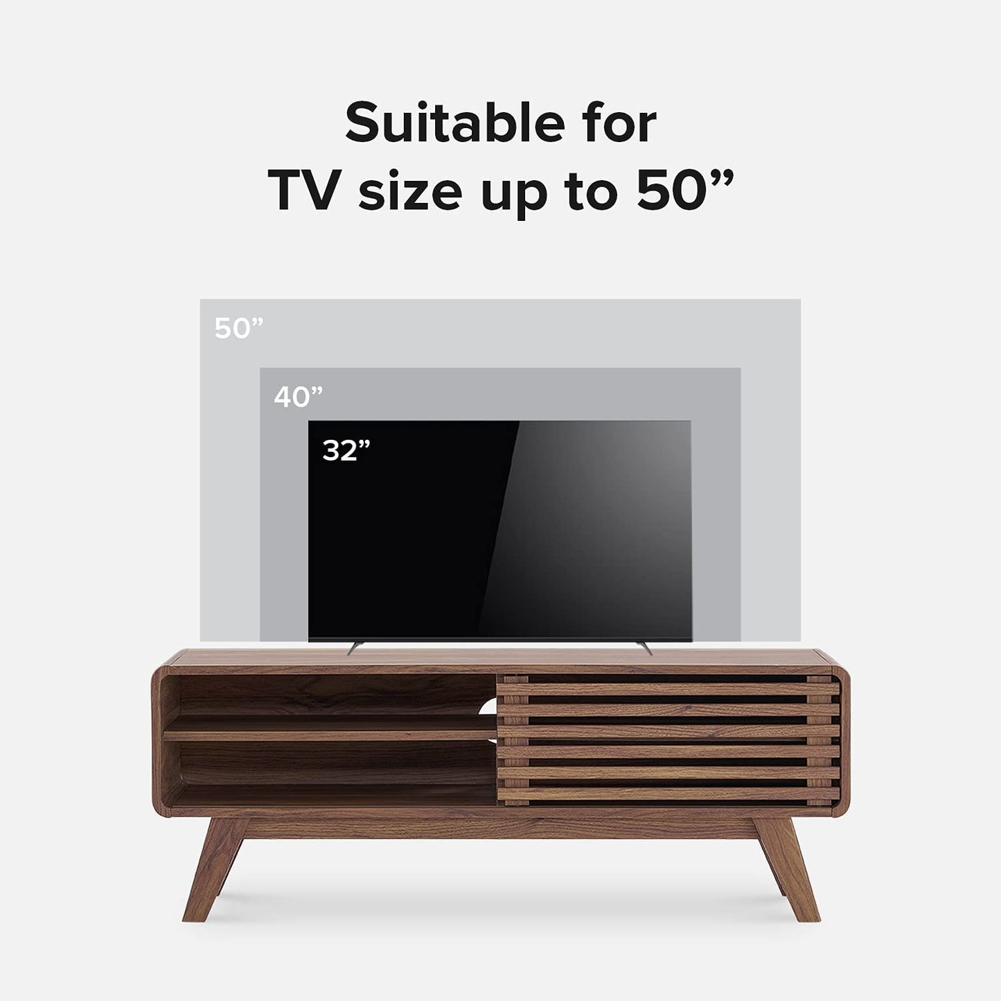 "Stylish Ensley 46" Mid-Century Modern TV Stand - Perfect for TVs up to 50" with Sleek Rounded Finishing!"