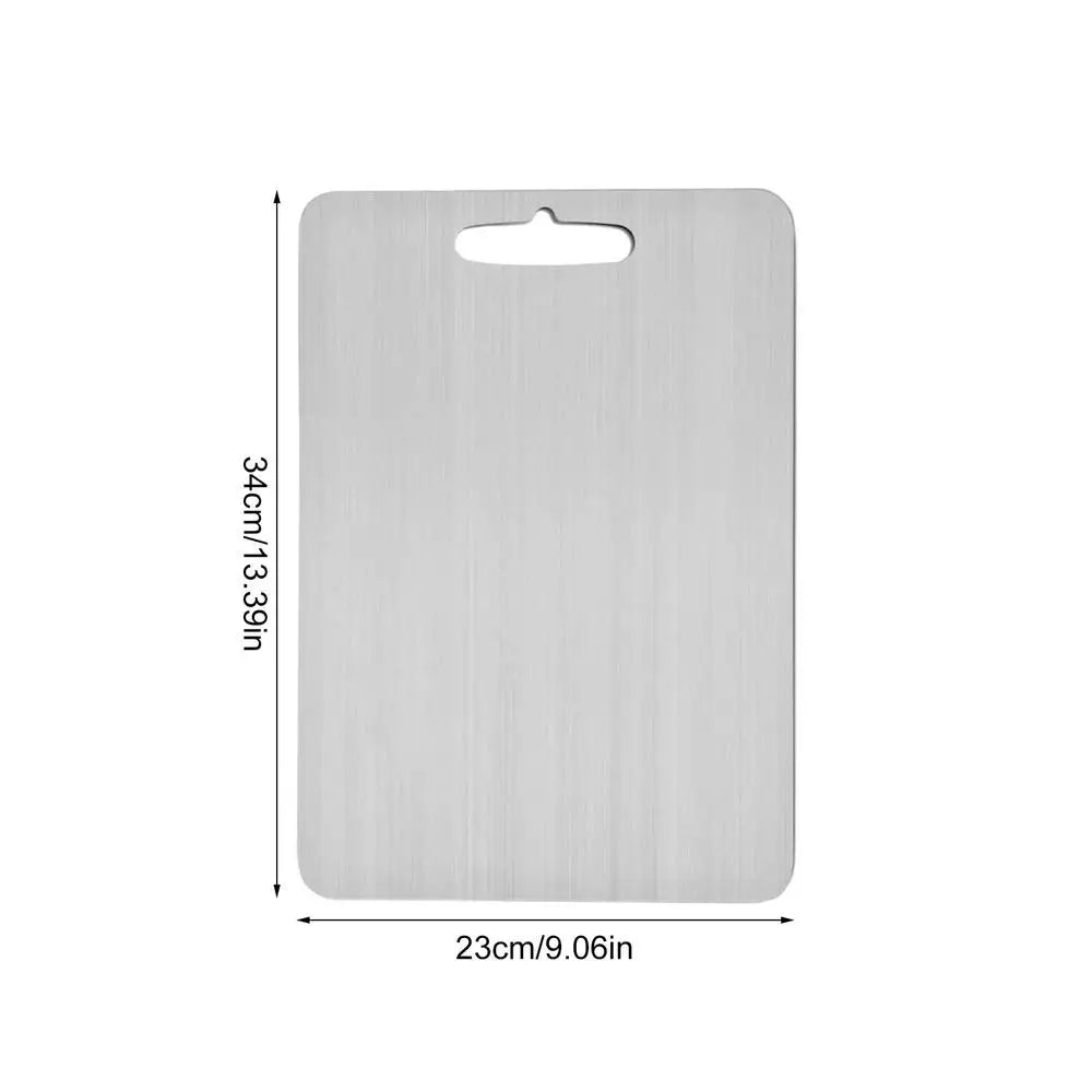 "Premium Titanium & Stainless Steel Double-Sided Cutting Board - Durable, Food Grade Kitchen Essential!"