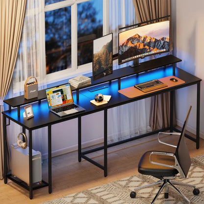 "Kamai 54" L-Shaped LED Desk - Stylish White Corner Computer & Gaming Desk for Ultimate Productivity"