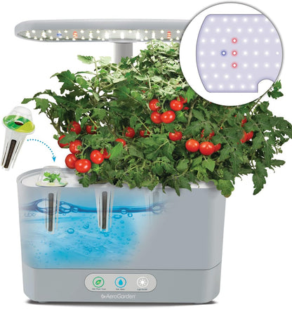 "Harvest Indoor Garden with LED Grow Light - Stylish Cool Gray for Year-Round Freshness!"