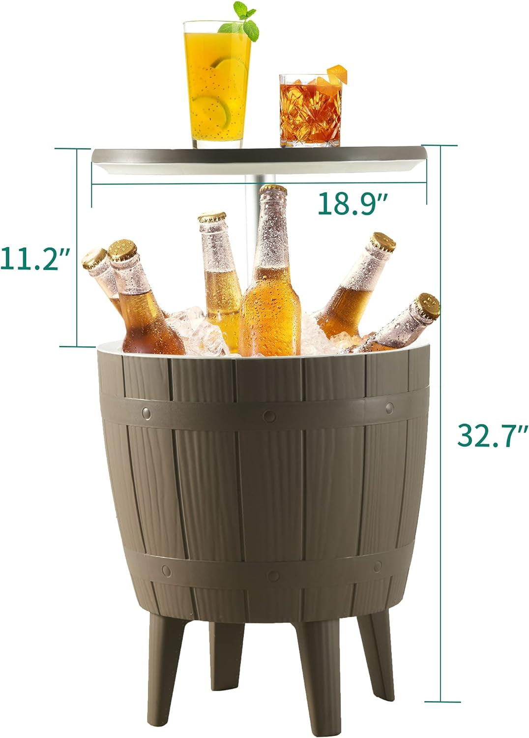 "Versatile 3-in-1 Height Adjustable Cooler Side Table - 9.8 Gallon Patio Cooler with Drainage Plug for Ultimate Outdoor Fun!"