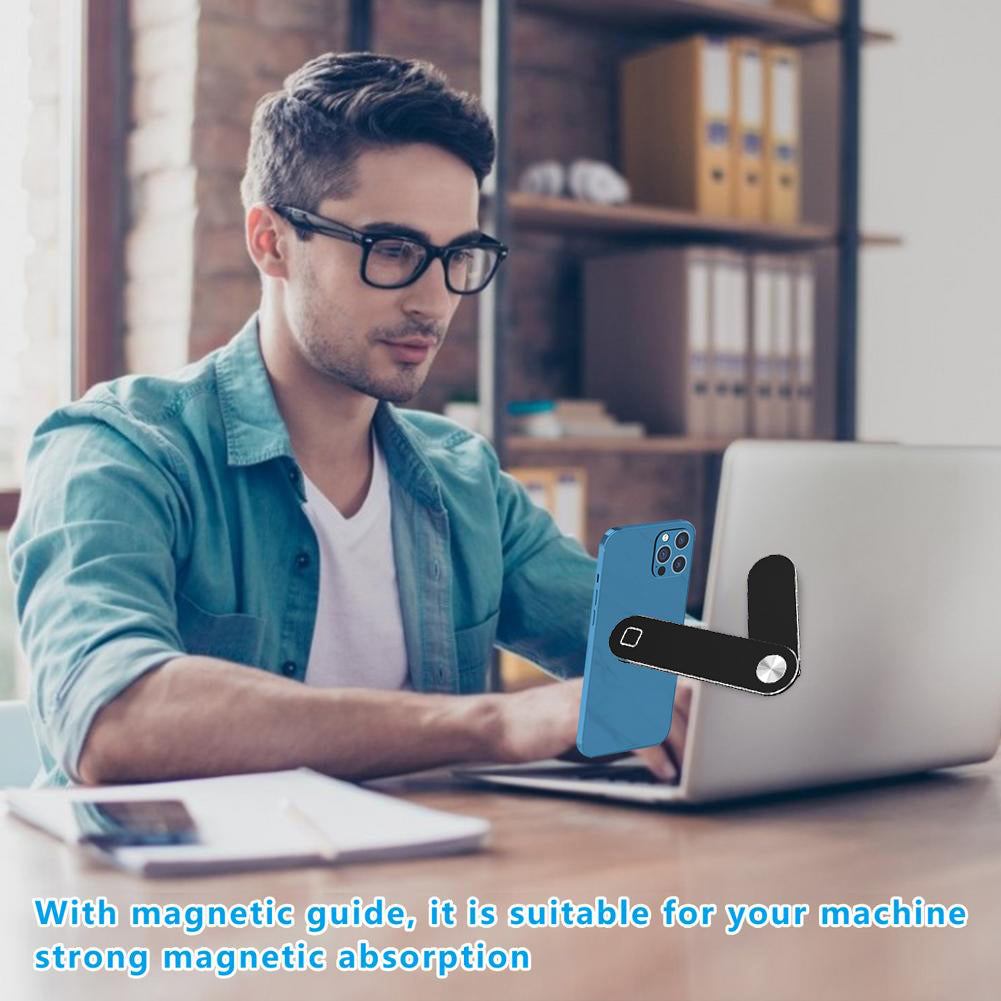 "Versatile Adjustable Laptop Phone Holder - Magnetic Side Mount Clip for Dual Screen Setup, Foldable Aluminum Tablet Stand"